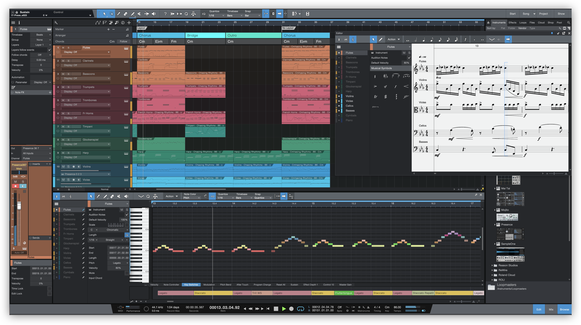 An image of the Score View in Studio One 5