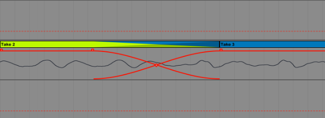 Using crossfades to connect two takes