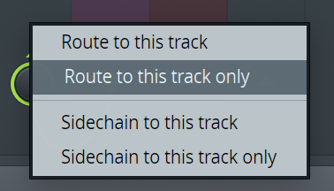 The menu in FL Studio including the "Route to this track only” option.