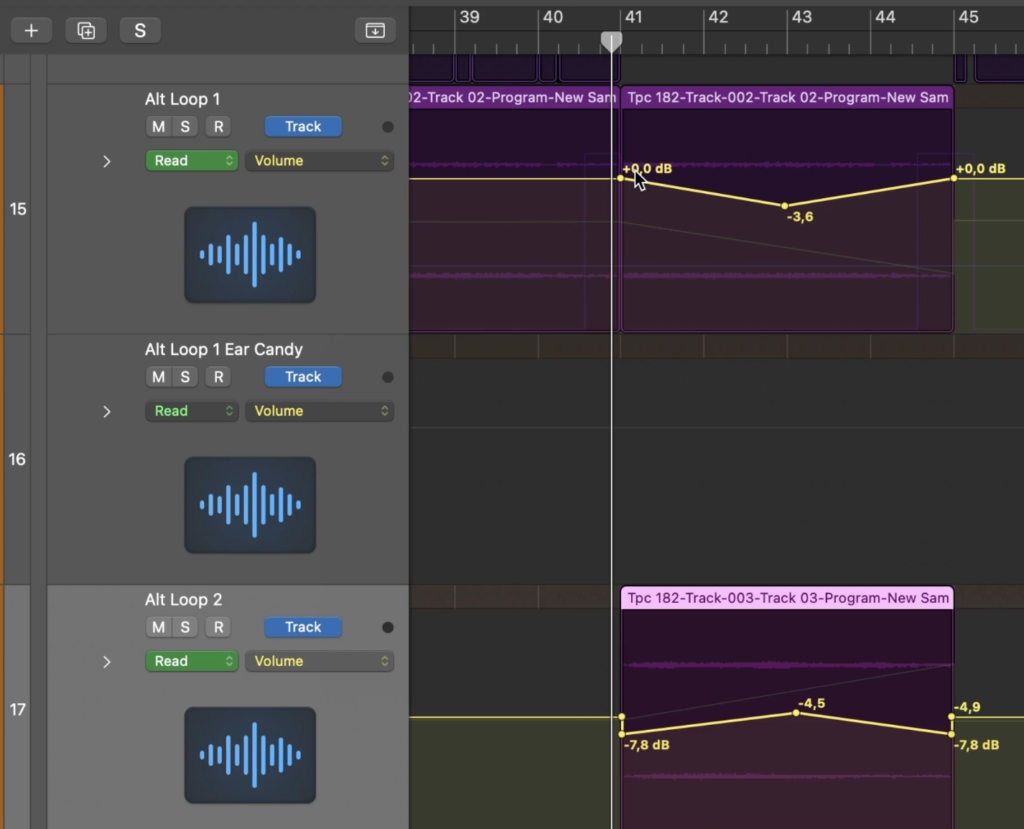 Applying pair automation in Logic Pro