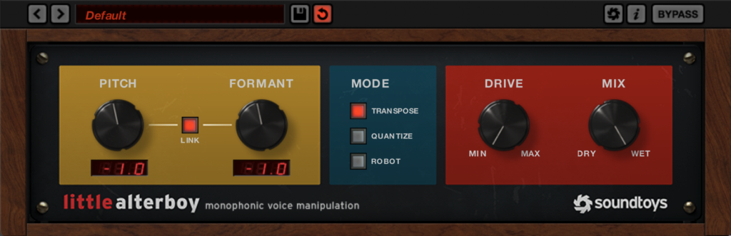 Soundtoys' pitch shifting plugin, Little Alterboy